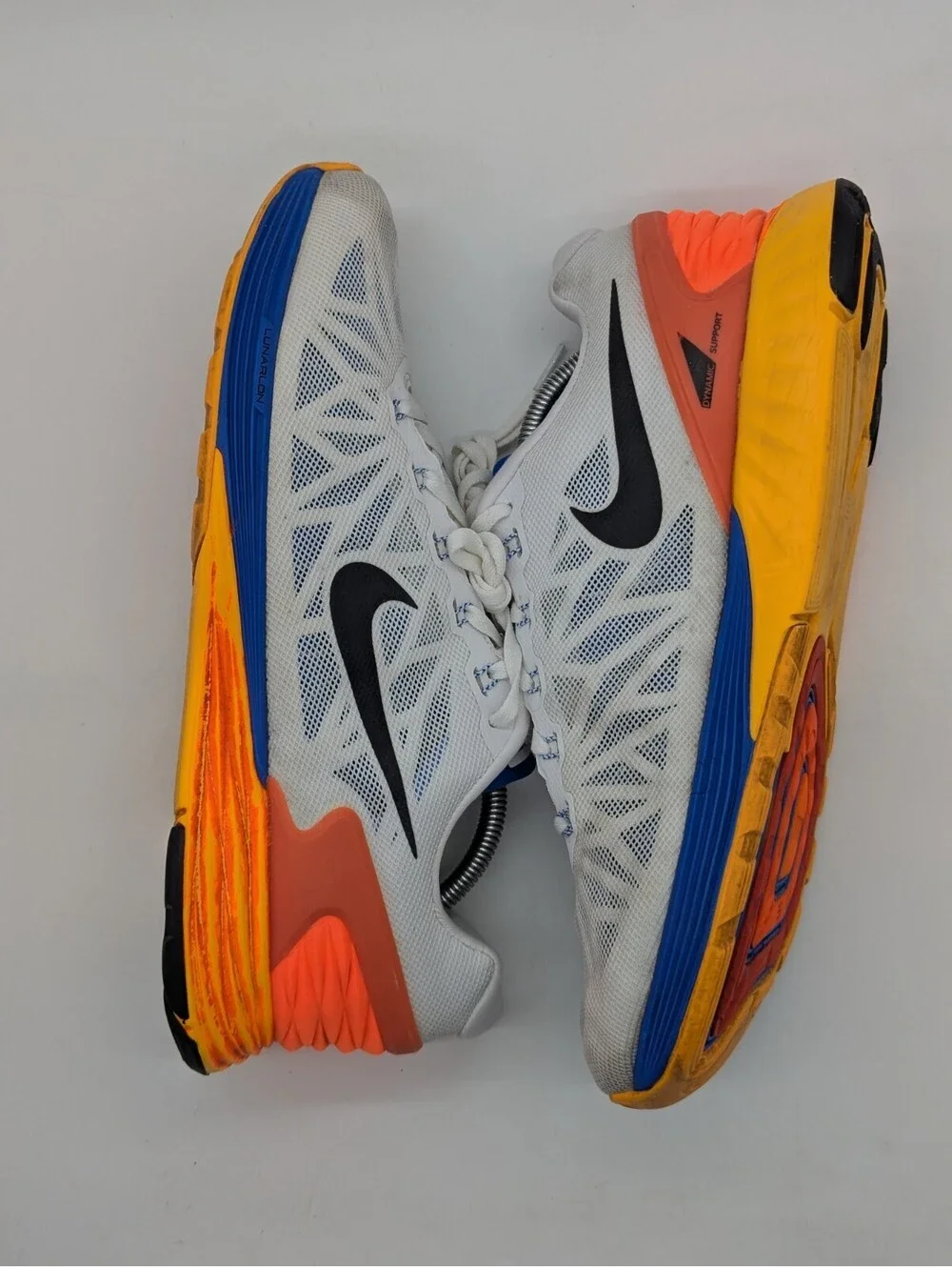 Nike LunarGlide 6 White Blue Orange Mens Size 10.5 Running Shoes 2014 654433-101
